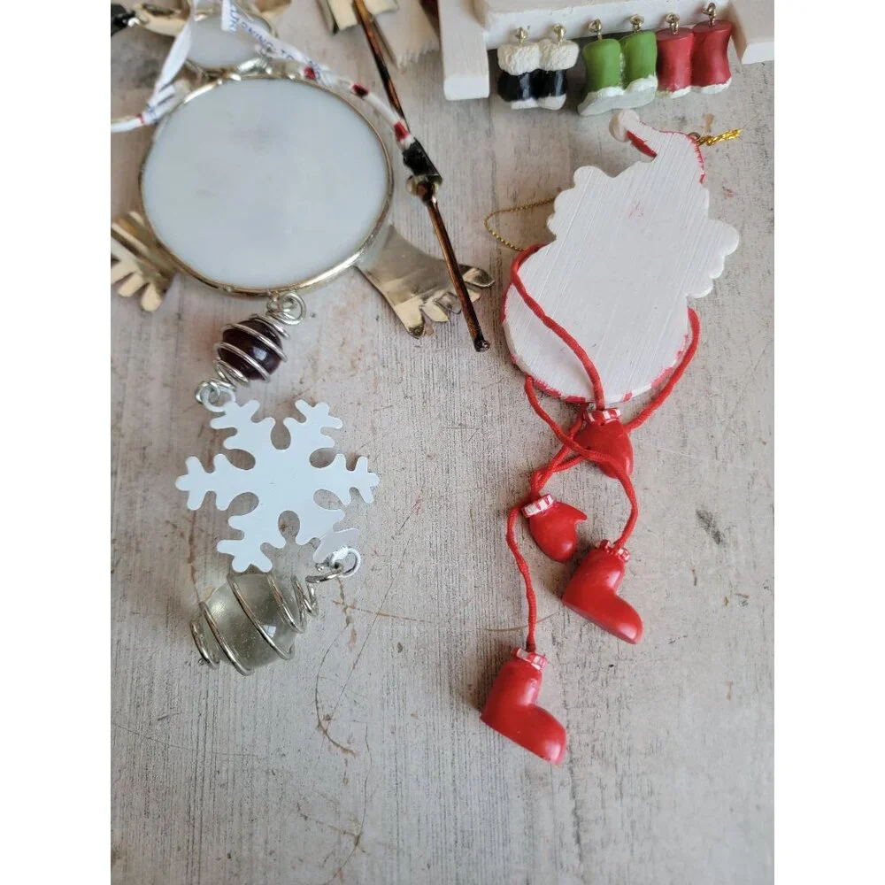 Snowman snowflake dangle‎ feet variety ornament Xmas set unique